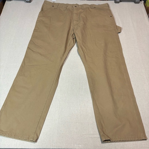 NWT Wrangler Five Star Premium Carpenter Jean Khaki Canvas Relaxed Mens Sz 44x32 - Picture 2 of 6